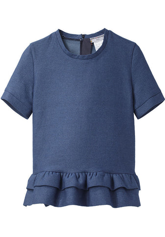 Charles Ruffle Denim Top