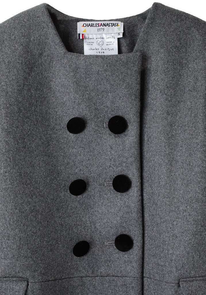 Collarless Wool Coat