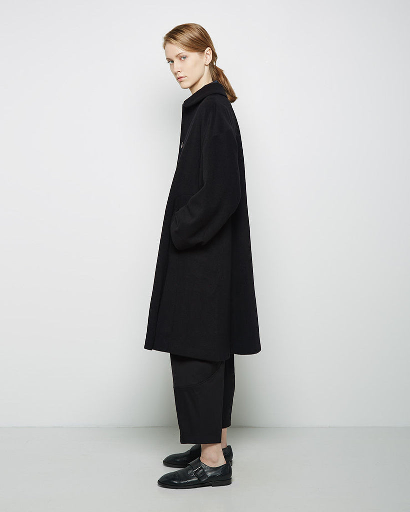 Round Collar Relaxed Wool Coat
