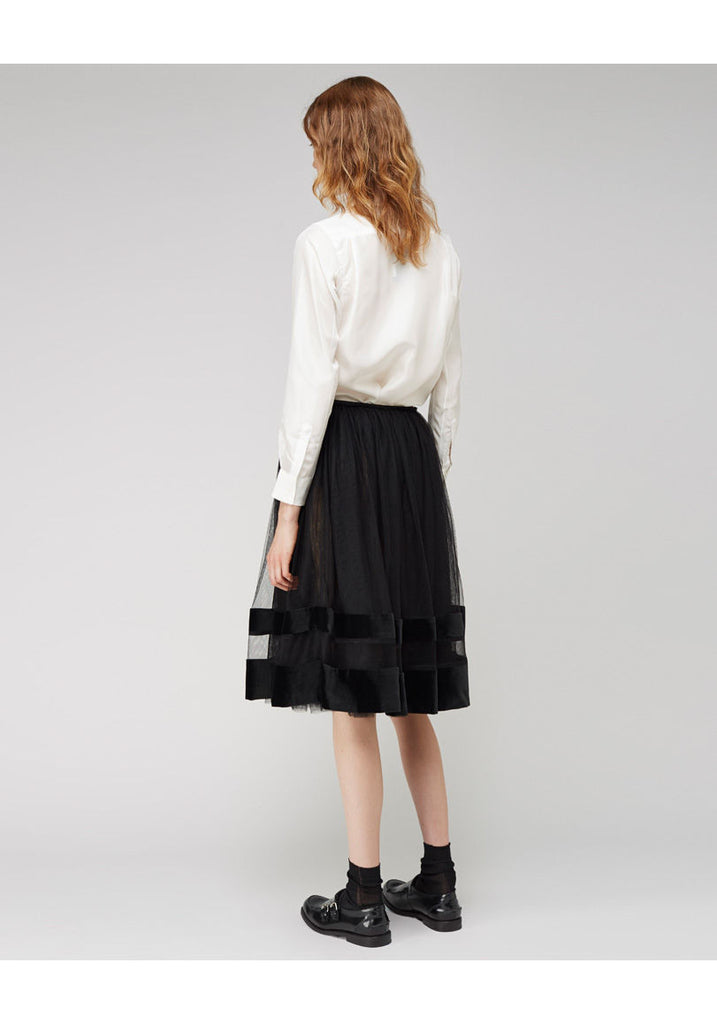 Tulle Skirt with Velvet Stripes