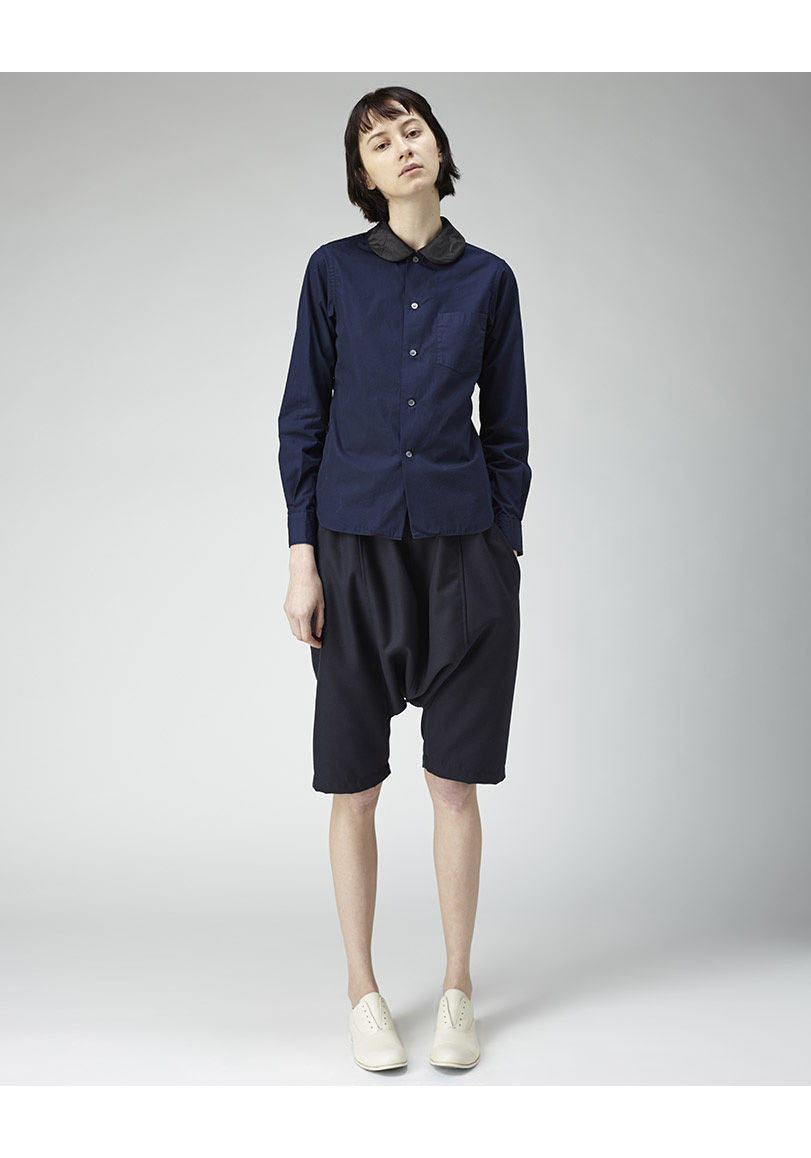 rounded collar dress shirts Blue w/ White Club Collar Performance Dress Shirt, with tie bar eyelet THOMAS WAGES