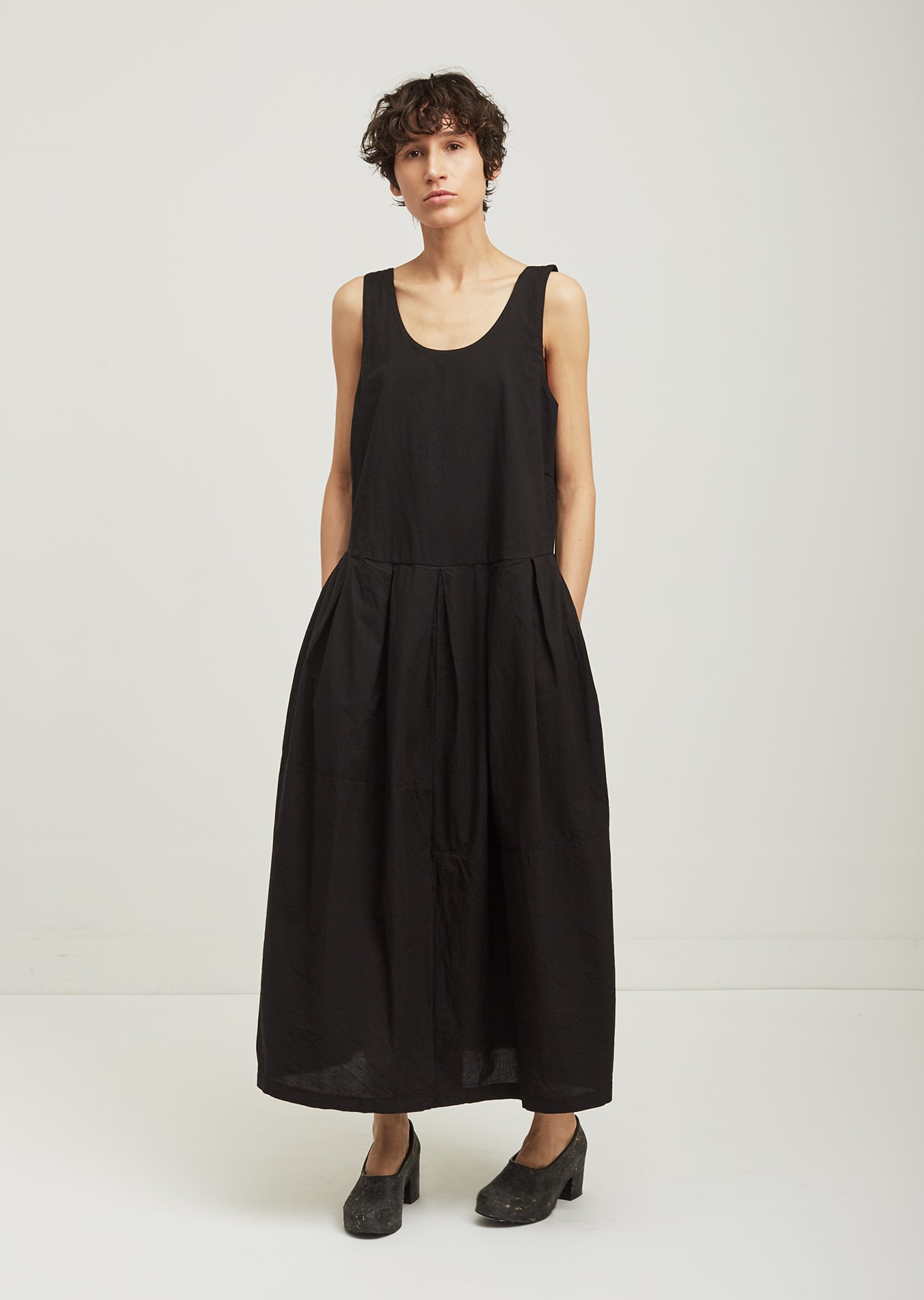 Patched Cotton Tank Dress by Black Crane- La Garonne Patched Cotton Tank Dress by Black Crane- La Garonne