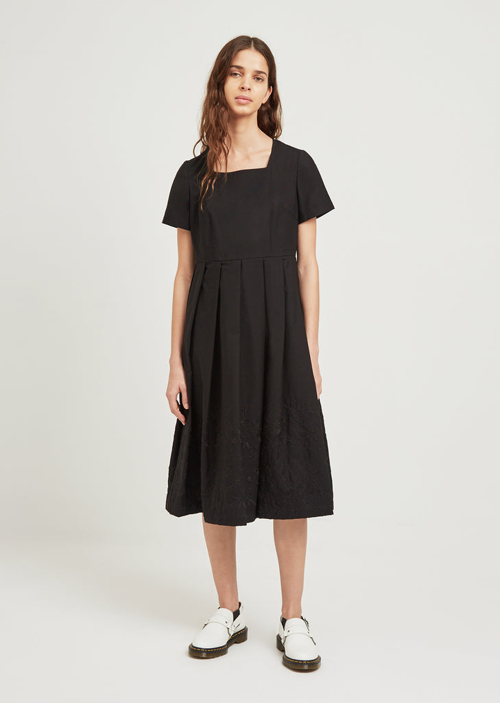 Pleated Embroidered Dress