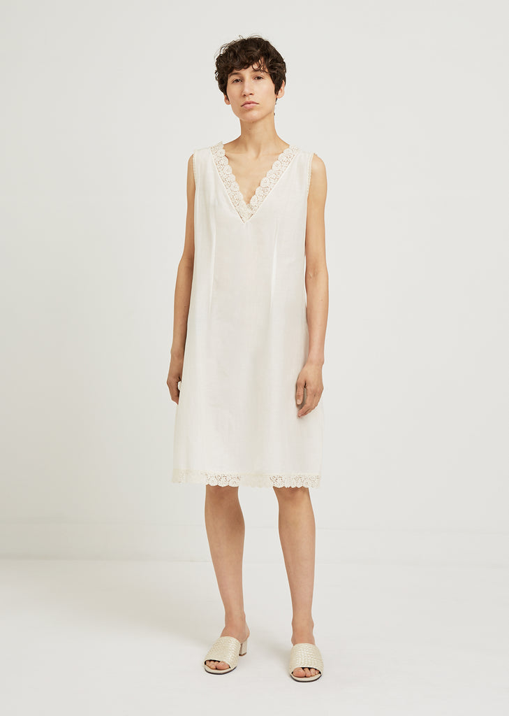 cotton lace slip dress White Cotton Lace Slip Dress