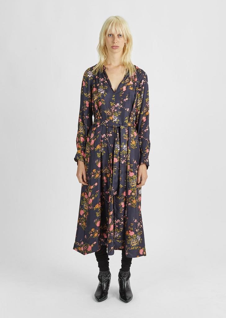 Olympia Floral Print Silk Dress