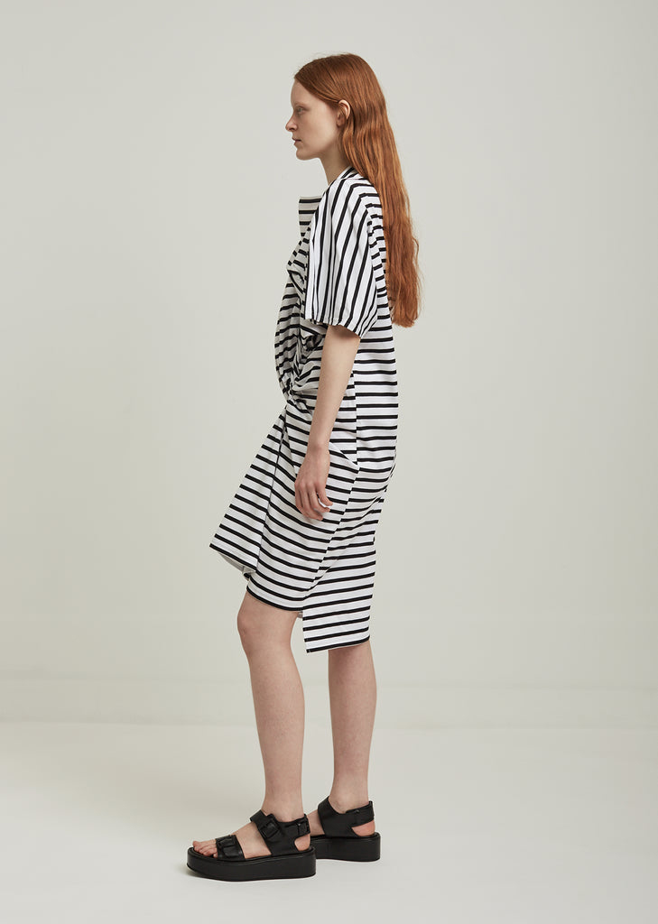 Cotton Jersey Horizontal Stripe Dress