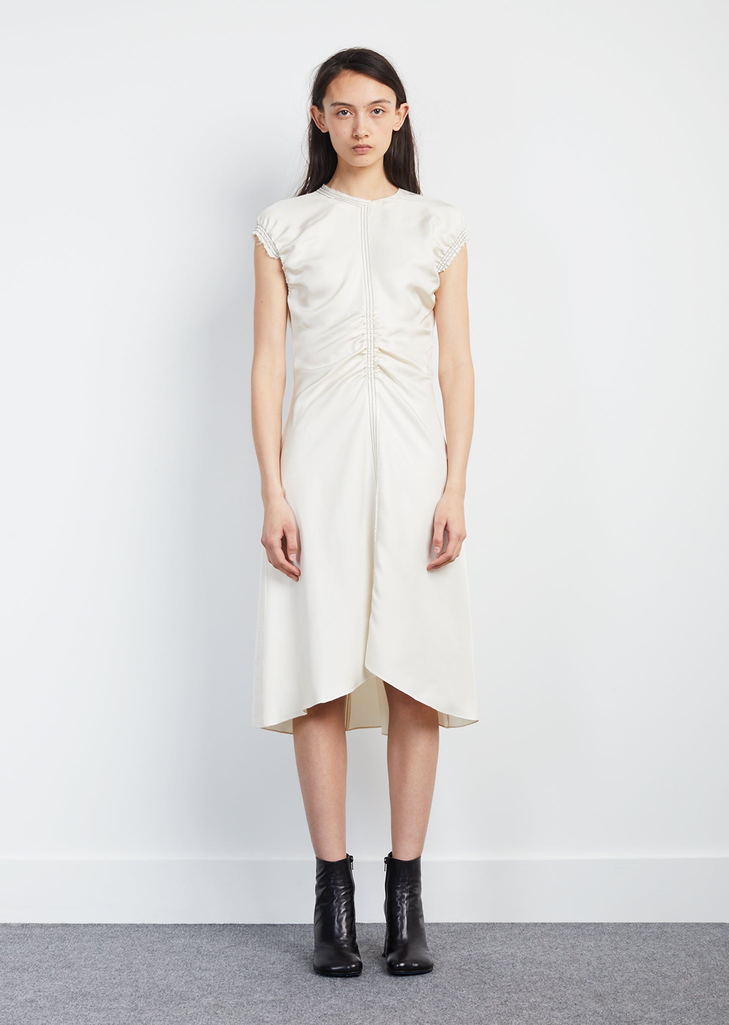 Sleeveless Silk Twill Gathered Dress by Lorod- La Garçonne