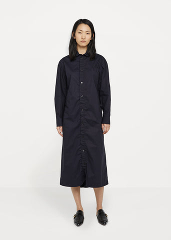 Ruched Cotton Shirtdress