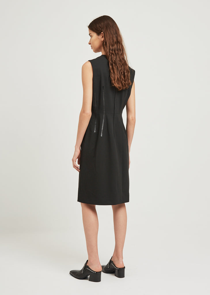 Twill Dress with Synthetic Leather Detail