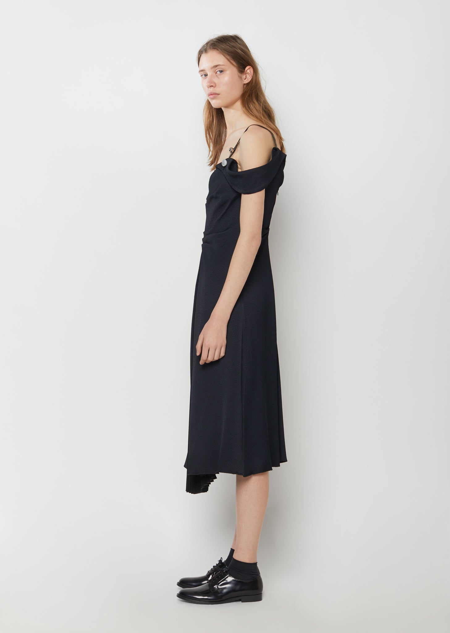 Crepe De Chine Open Shoulder Dress by Proenza Schouler- La Garonne Crepe De Chine Open Shoulder Dress by Proenza Schouler- La Garonne