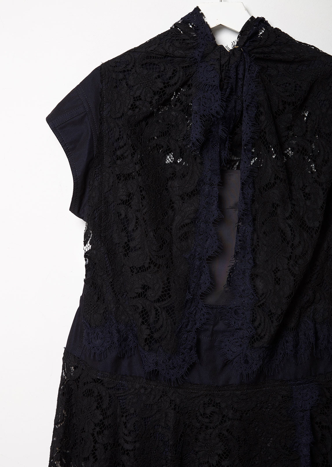 sacai lace dress Sacai Women's Floral Sleeveless Gathered & Pleated Dress - Black