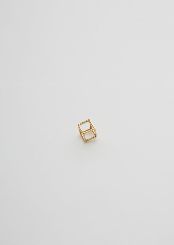 3D Diamond Square Earring 01 7mm, Single
