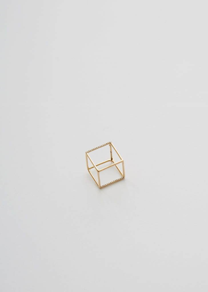 3D Square Earring 01 with Diamond — 15mm