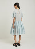 Cotton Silk Ruffle Sleeve Dress