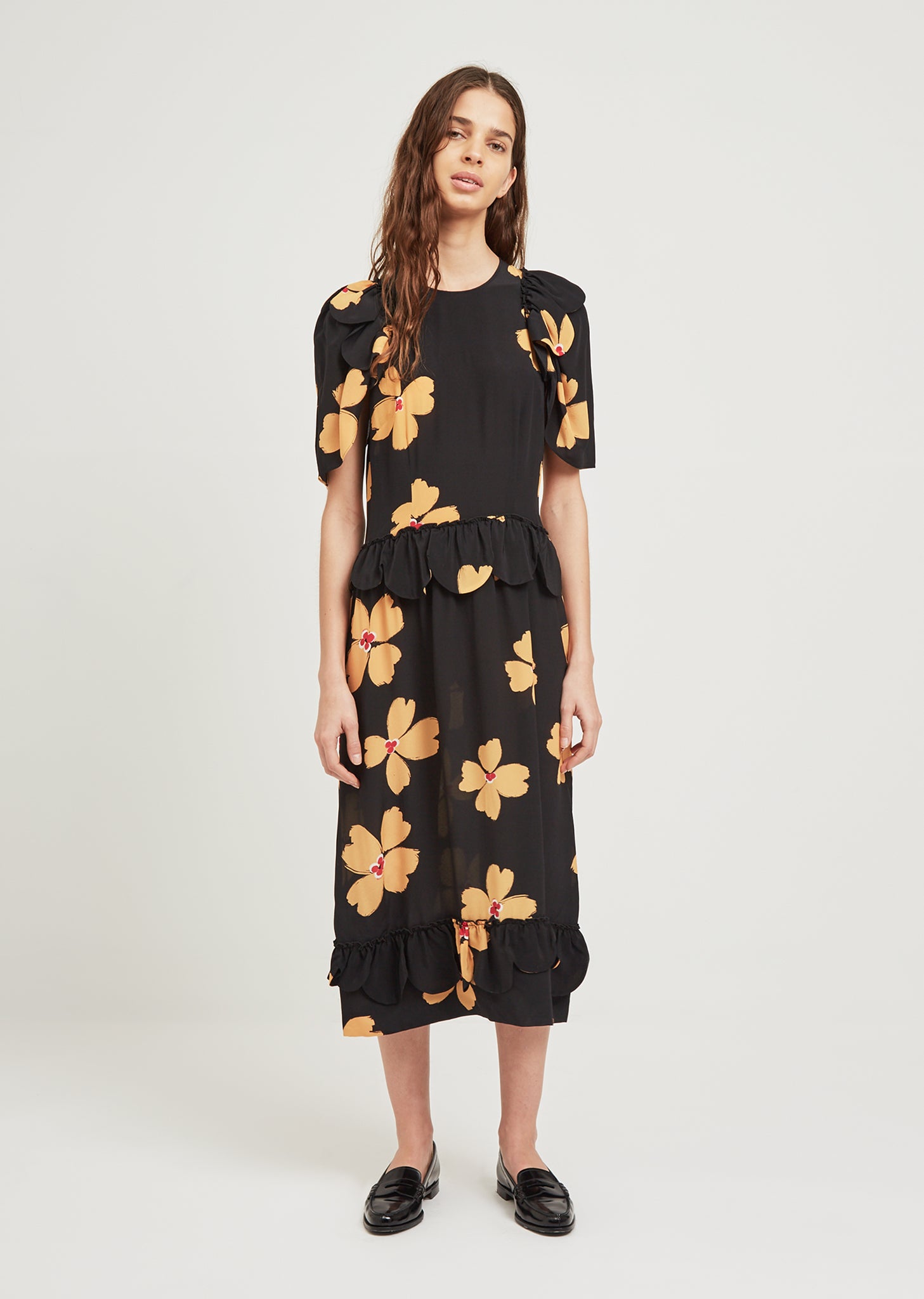 Short Sleeve Scallop Trim Waist & Shoulder Dress by Simone Rocha- La Garonne Short Sleeve Scallop Trim Waist & Shoulder Dress by Simone Rocha- La Garonne