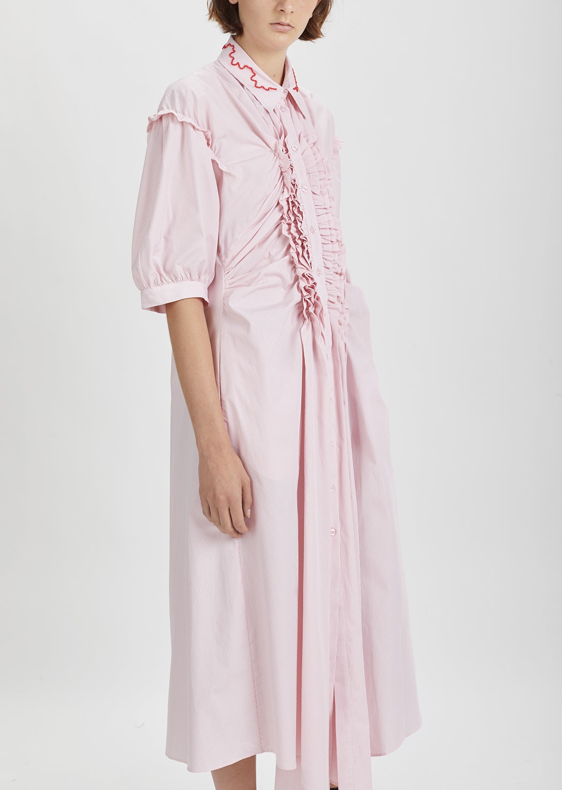 Beaded Frill Shirt Dress by Simone Rocha- La Garonne Beaded Frill Shirt Dress by Simone Rocha- La Garonne
