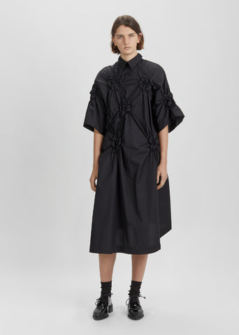 Smocked Poplin Shirt Dress