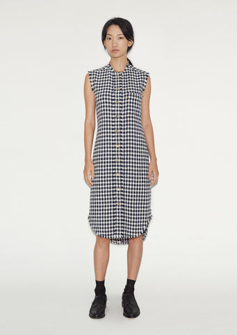 Frayed Sleeveless Shirtdress