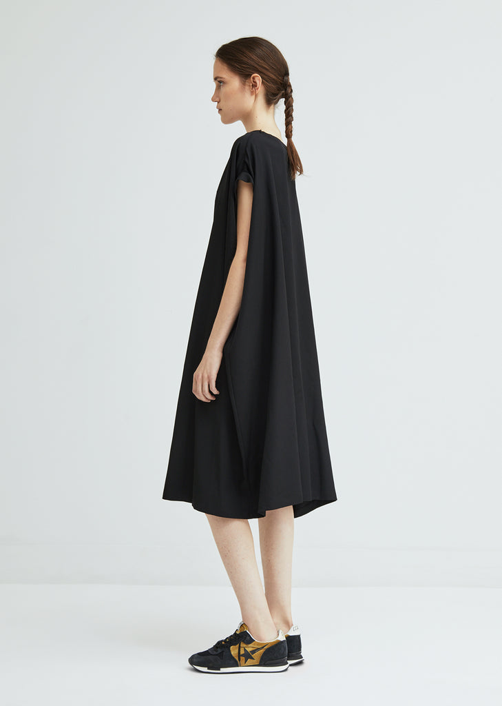 Short Sleeve Wool Gabardine Dress