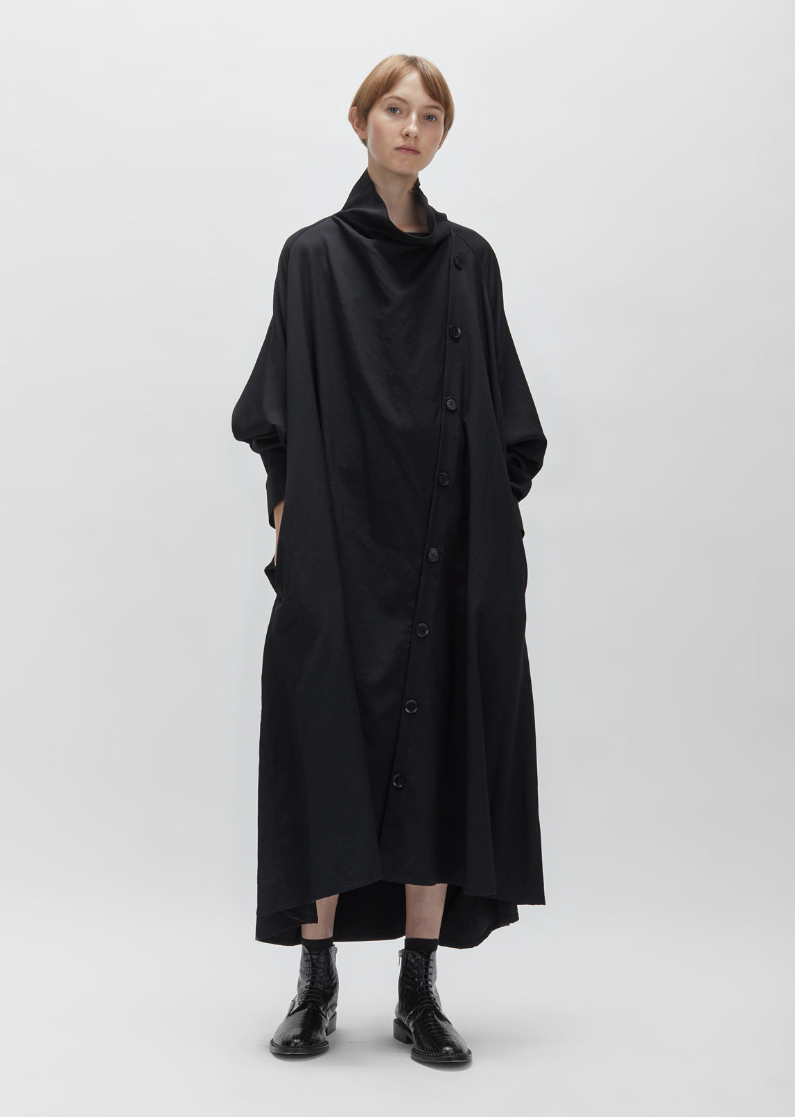 Wool Gabardine Drape Dress Yohji Yamamoto by - La Garçonne