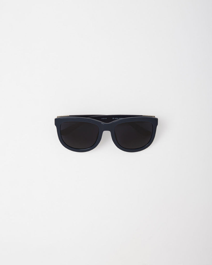 Navy Frame Leather Sunglasses
