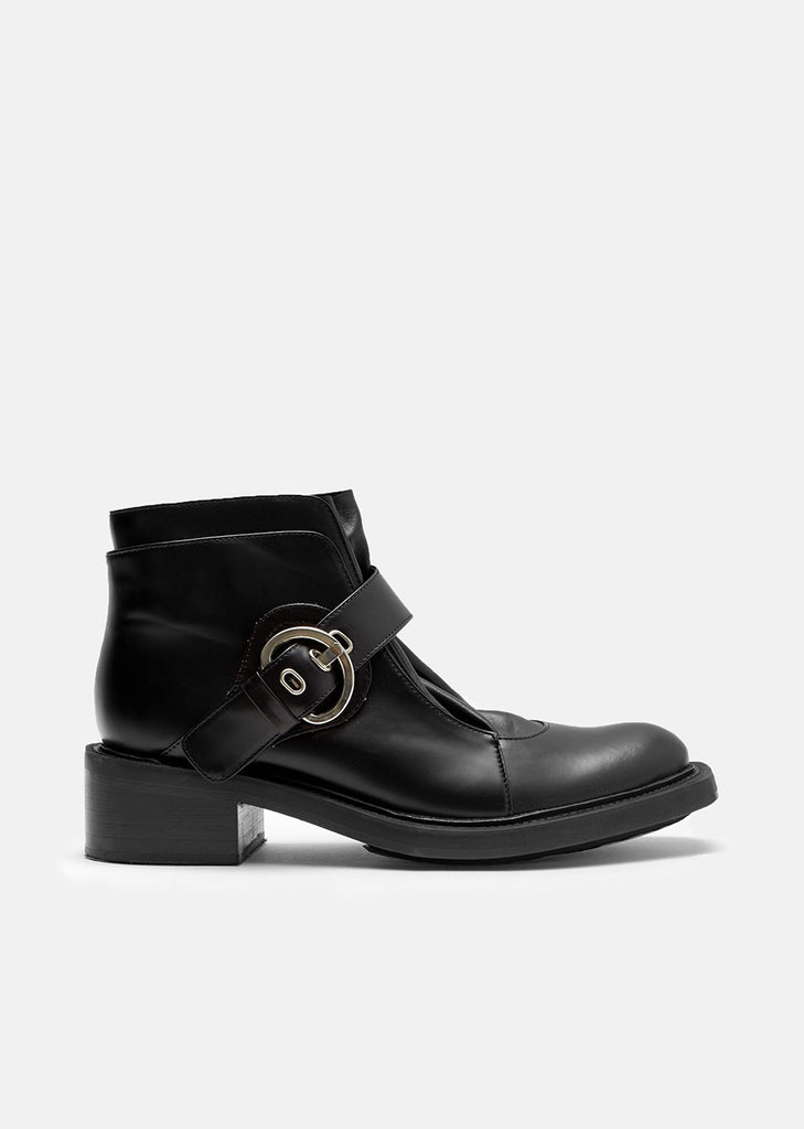 Calf Leather Buckle Ankle Boots