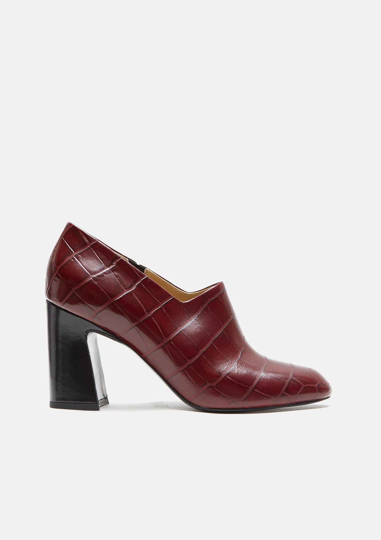 Burgundy Croc Heels by Lemaire- La Garçonne