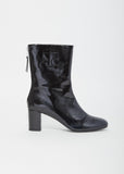 Vinyl Leather Logo Ankle Boots