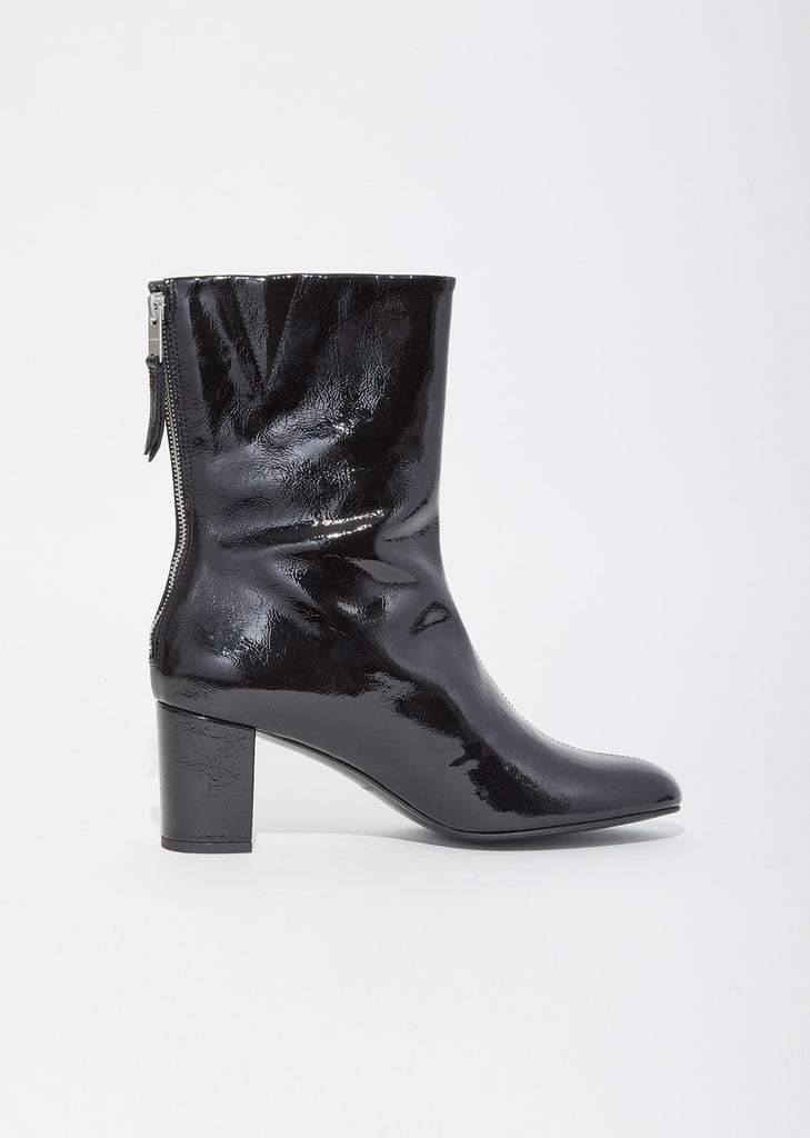 Vinyl Leather Logo Ankle Boots