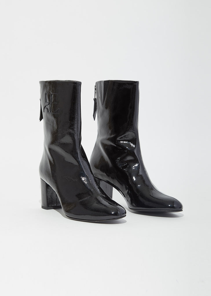 Vinyl Leather Logo Ankle Boots