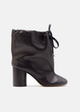 Soft Leather Drawstring Ankle Boots