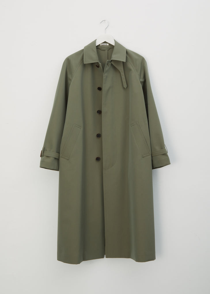 Wool Canvas Chambray Soutien Collar Coat