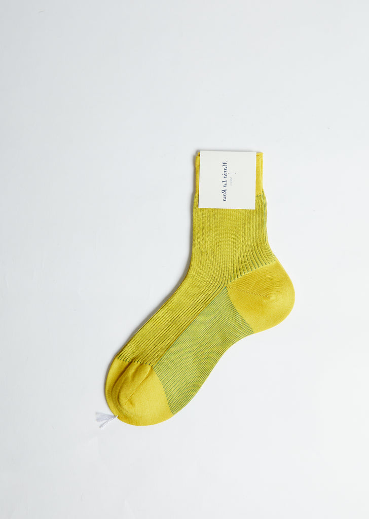 Fine Ribbed Socks — 003 Green/Yellow