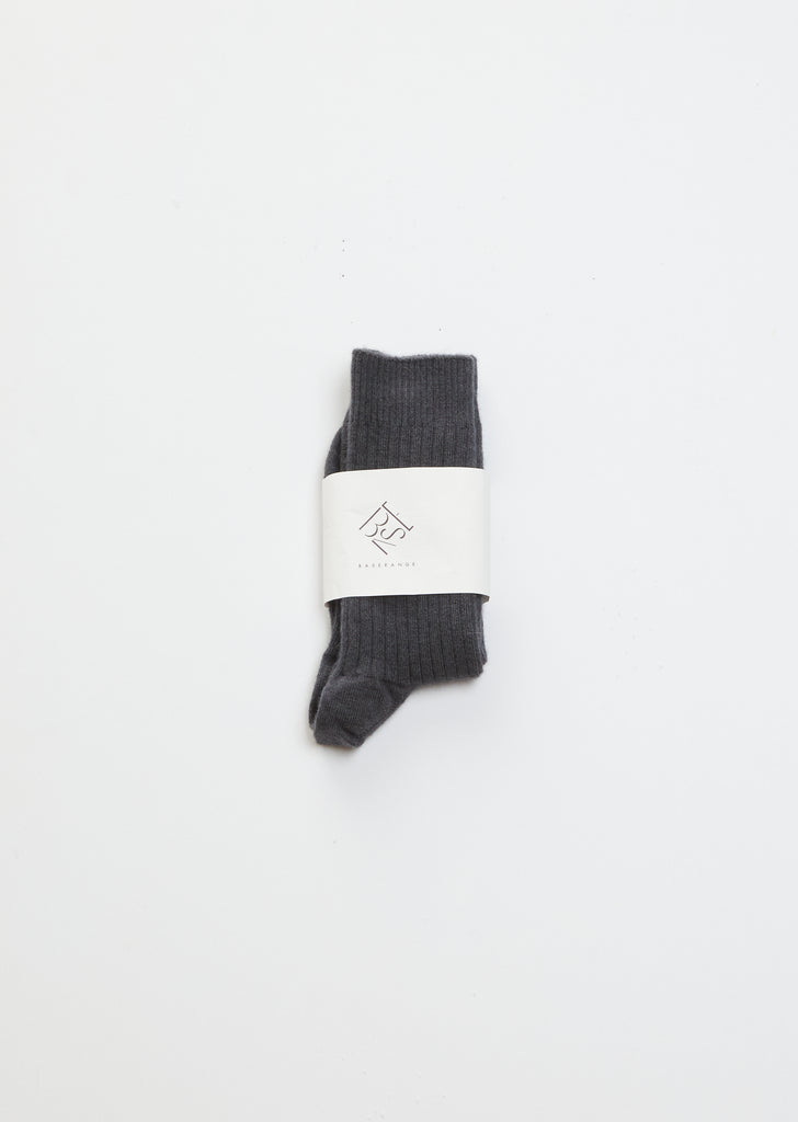 Cashmere Rib Ankle Socks - Grey Melange