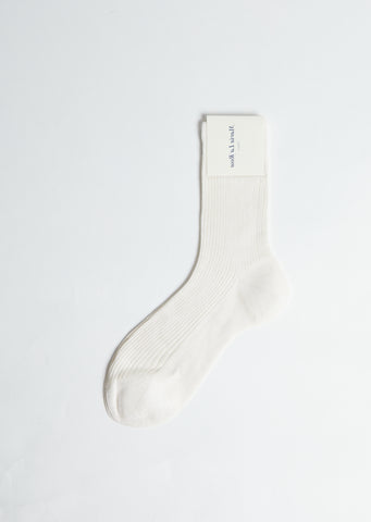 One Ribbed Socks — Ecru