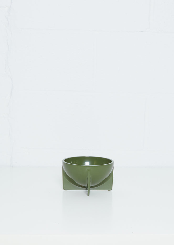 Small Round Standing Bowl — Dark Green
