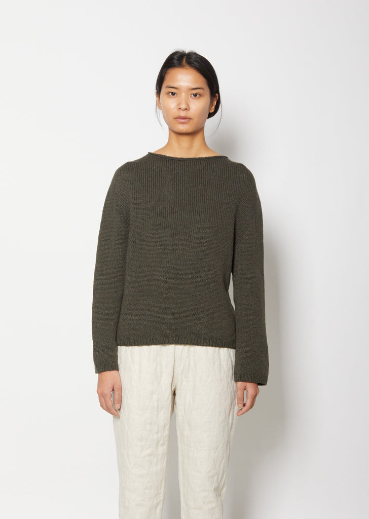 Ruby Boatneck Cashmere Sweater — Forest/Vintage Grey