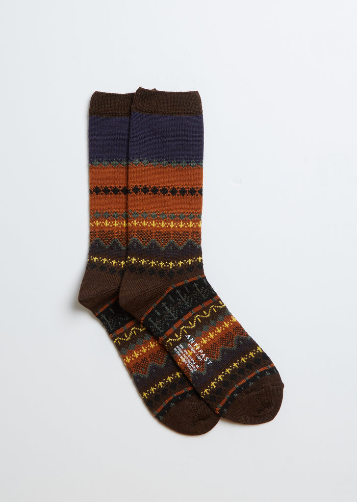 English Style Wool Socks — Brown