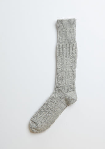 Alpaca Wool Cable Socks — Grey