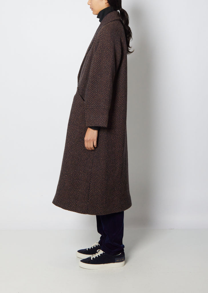 Yamamichi Tweed Shawl Long Overcoat