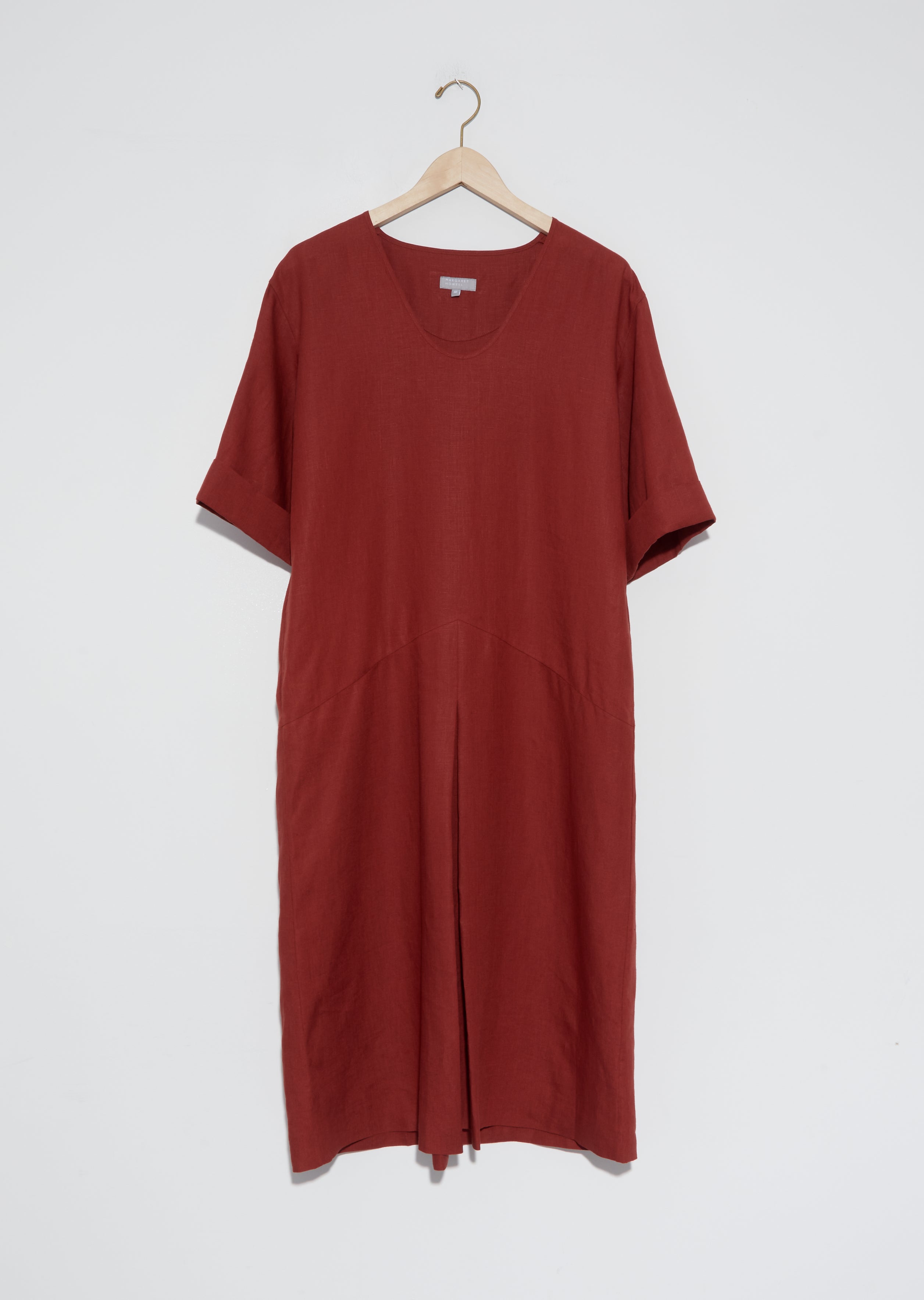 margaret howell linen dress MARGARET HOWELL wool linen check 578-256801 dress Beige black 5-0521S