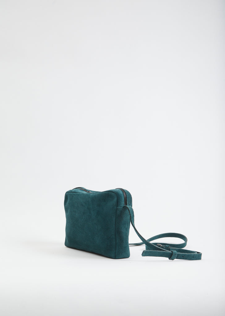 Ayako Suede Crossover Simple Bag — Deep Green