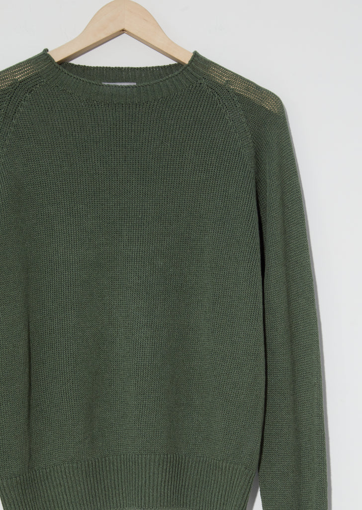 Linen-Cotton Classic Crewneck Sweater — Fern