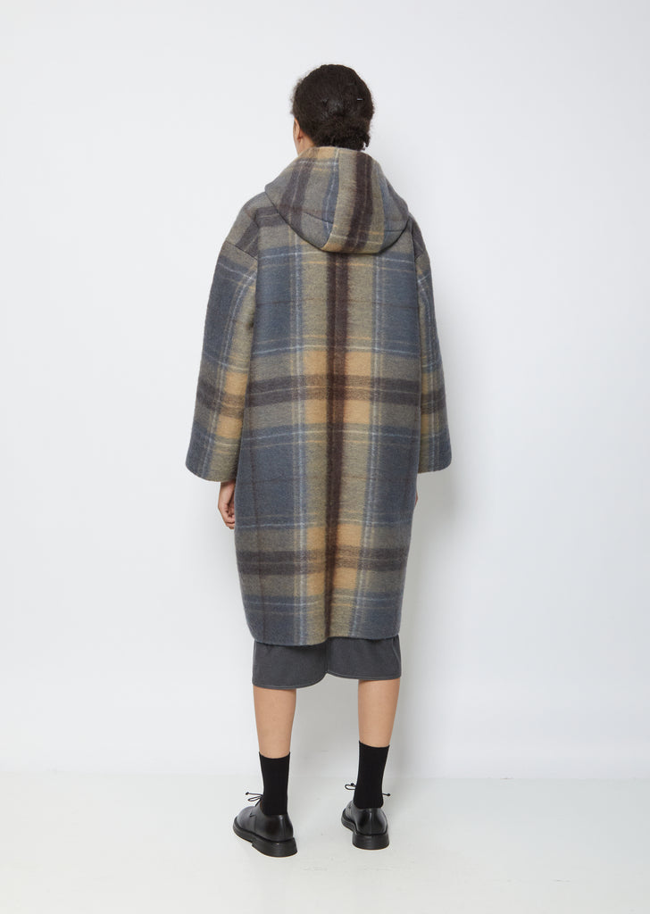 Connection Reversible Double-Faced Wool Tartan Coat
