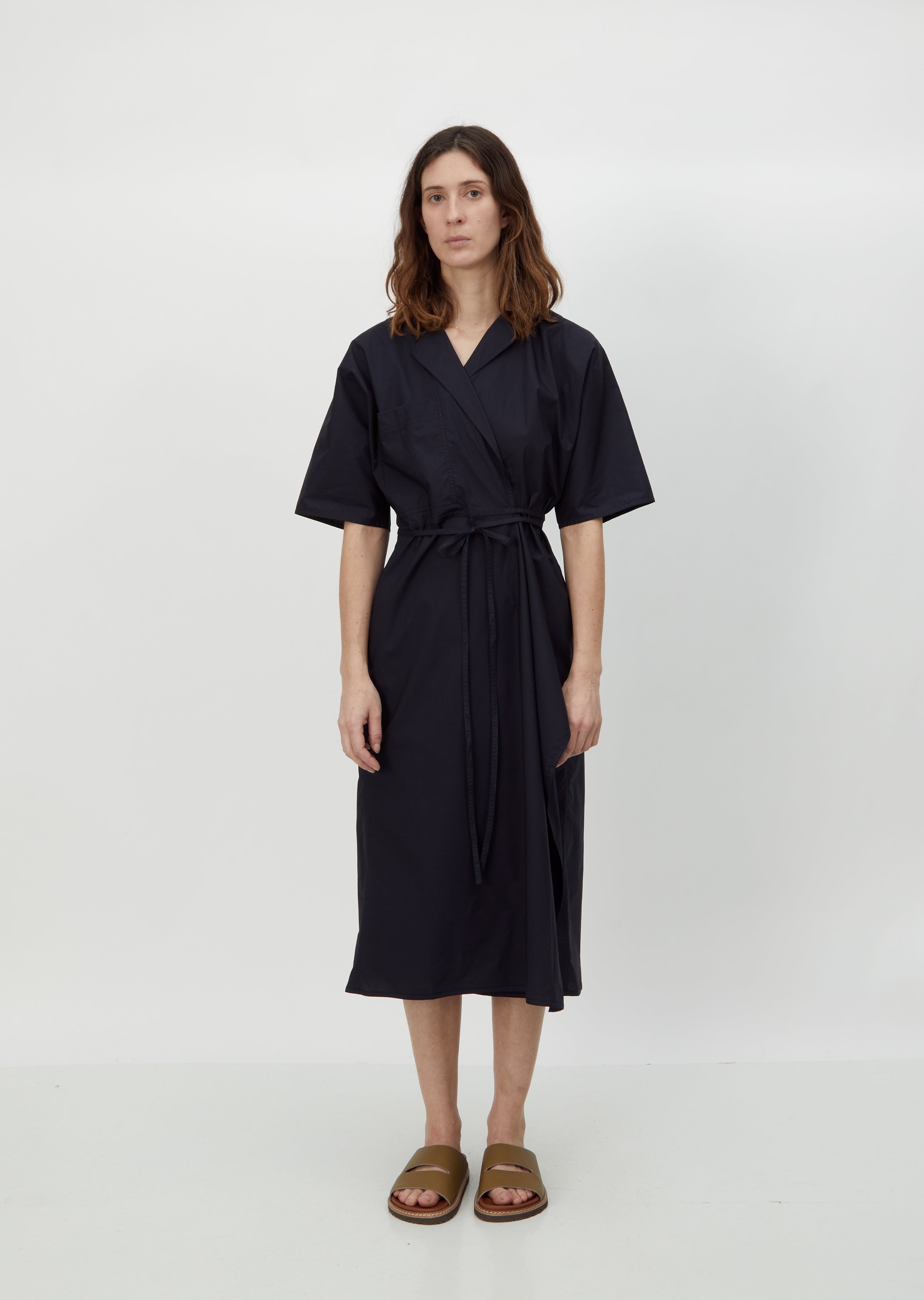 Dina Cotton Poplin Wrap Dress Black La Garonne Dina Cotton Poplin Wrap Dress Black La Garonne