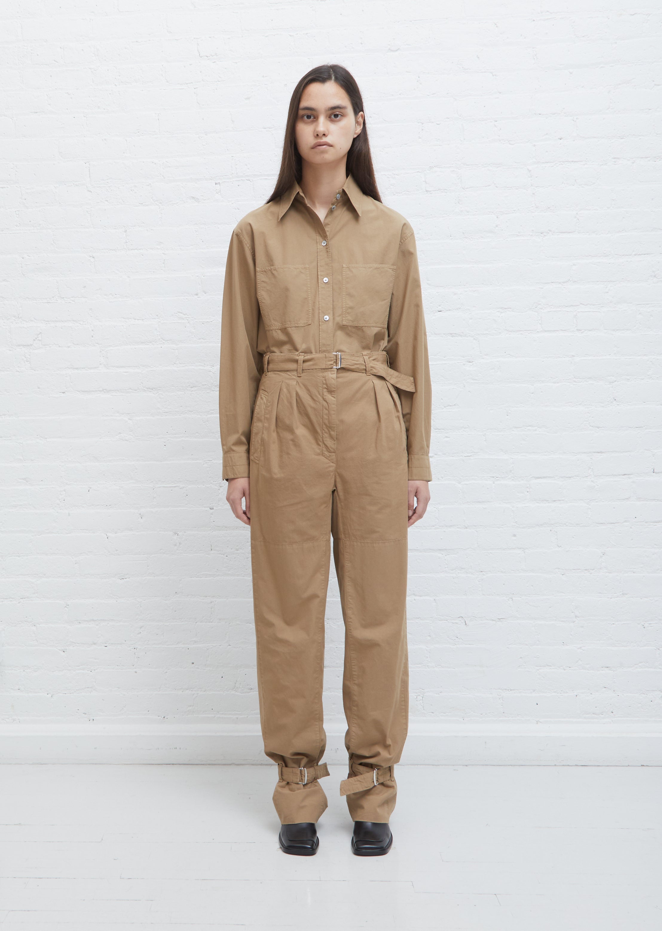 Pleated Pants With Straps - 34 / Camel