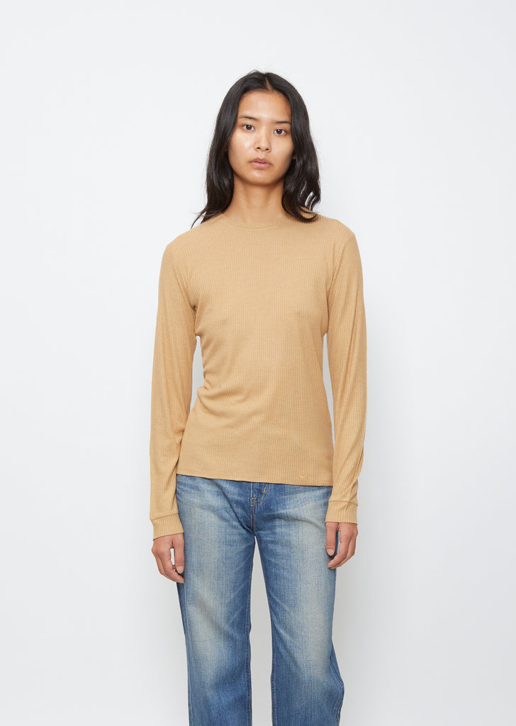 Manches Longues Col Rond Tee — Beige