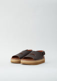 Fame Grain Leather Sandal — Coffee