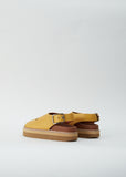 Fame Grain Leather Sandal — Amber