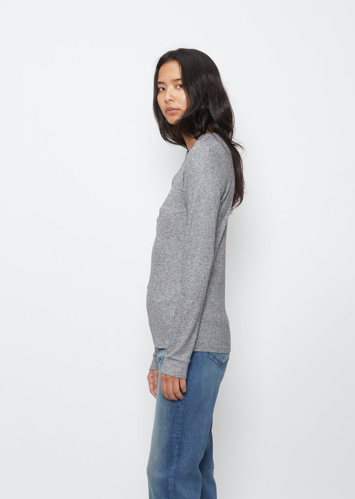 Manches Longues Col Rond Tee — Grey Melange